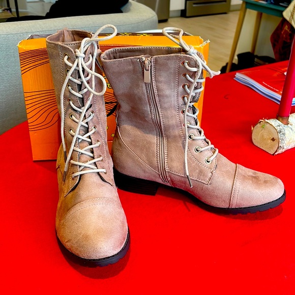 Pashion Footwear Shoes - Dusty Rose Side Zip Boots